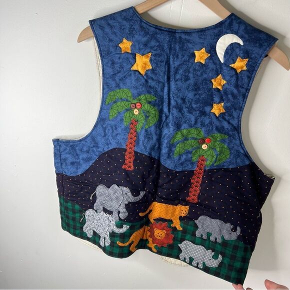 Handmade Vintage Noah's Ark Themed Quilted Vest with Animal Motifs - Picture 9 of 16
